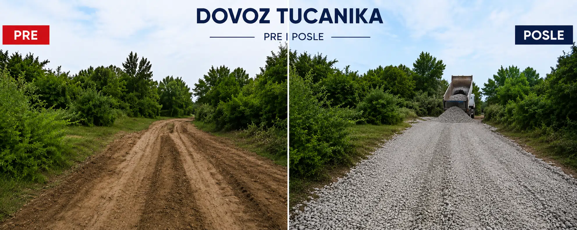 Prikaz Pre i Posle sanacije i izrade novog krova.