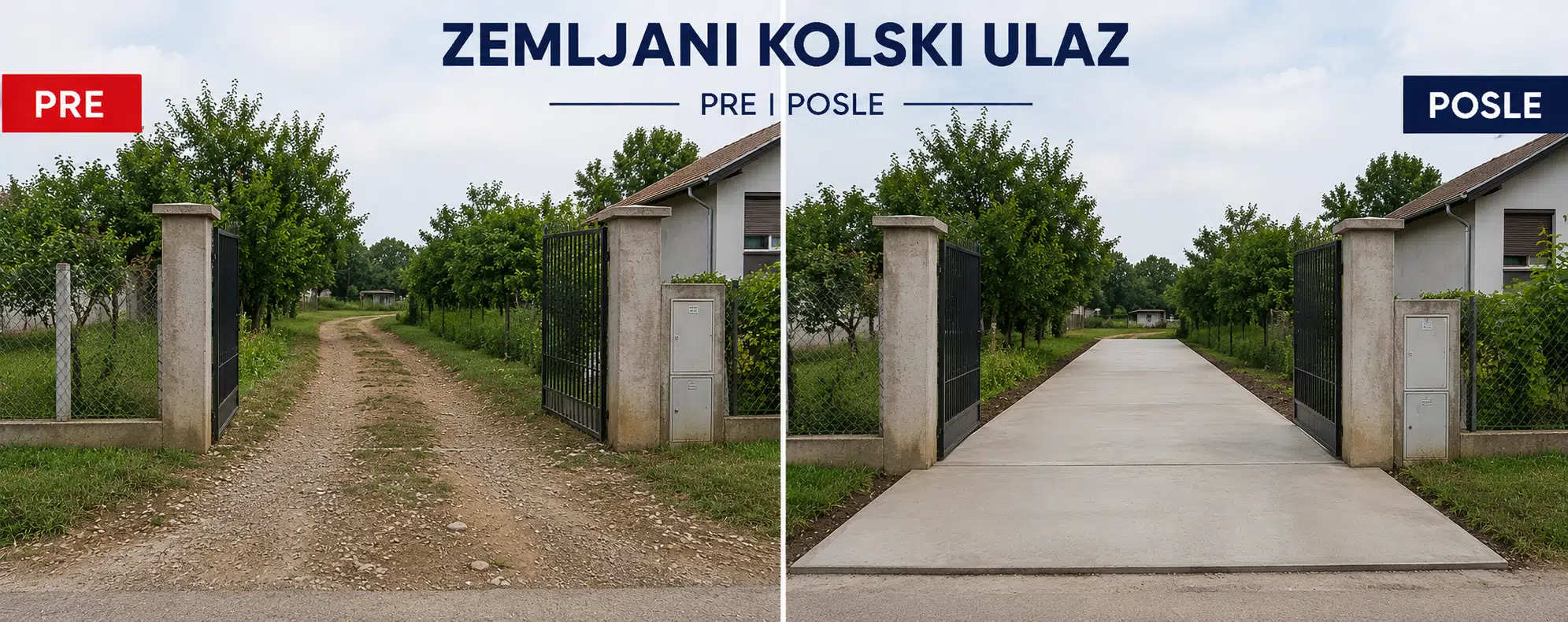 Prikaz Pre i Posle sanacije i izrade novog krova.