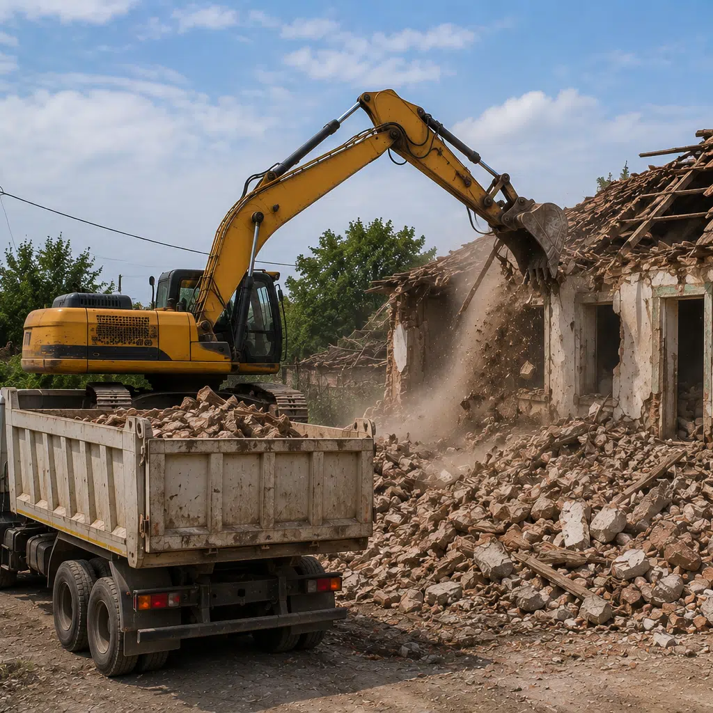 Prikaz rušenja stare kuće i utovar u kamion | Preduzimač Rušenje i raščišćavanje | Preduzimač